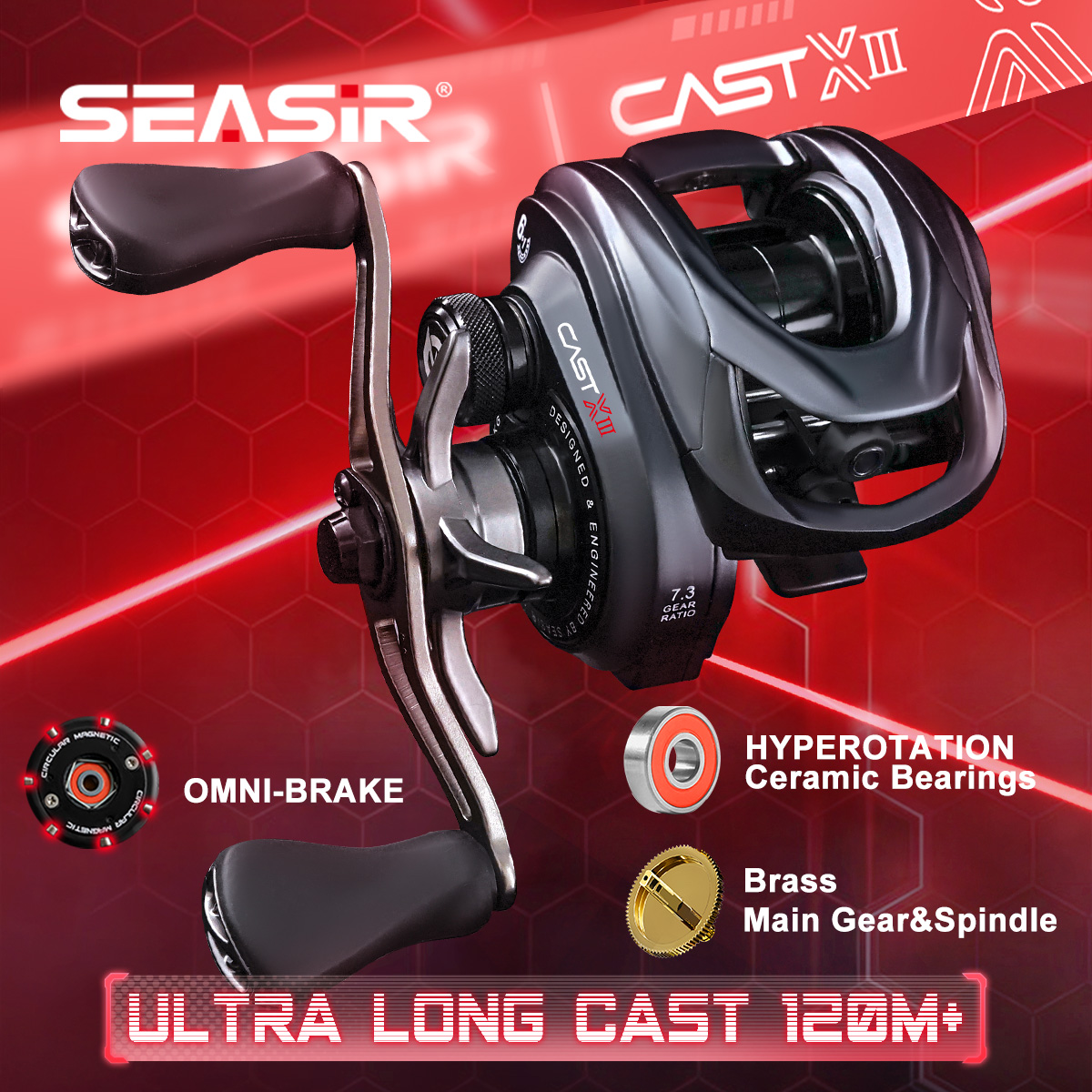 Abu Garcia Reel Max - SEASIR CAST-X3 Baitcasting-Rolle Ultralanger Wurfweite 120m+