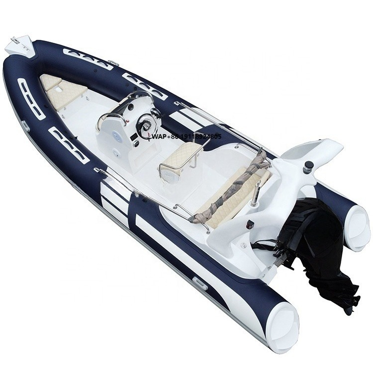 Fishing Boat Fiberglass - Blaues 19-Fuß-PVC-Luft-Pontonboot mit starrem Glasfaserrumpf, aufblasbares